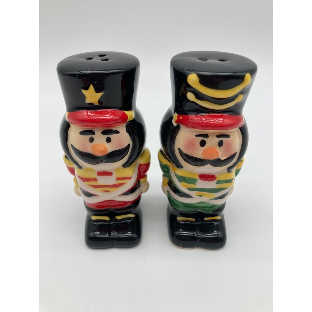 Christmas Toy Soldier Nutcracker Salt and Pepper Shakers Ceramic Set